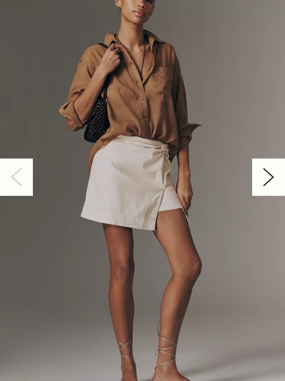 Maeve Cream Wrap Mini Skort